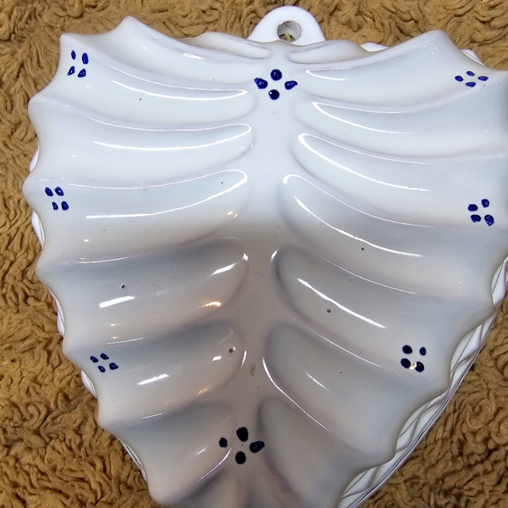 Vintage French Ceramic Heart Pudding Baking Dish